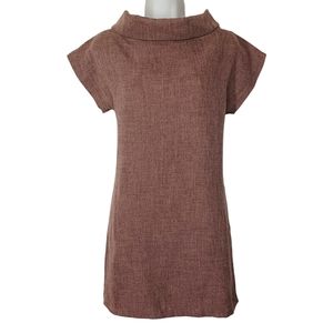 LAMIXX Purple Gray Print Boat Neck Short Sleeve Shift Dress Small